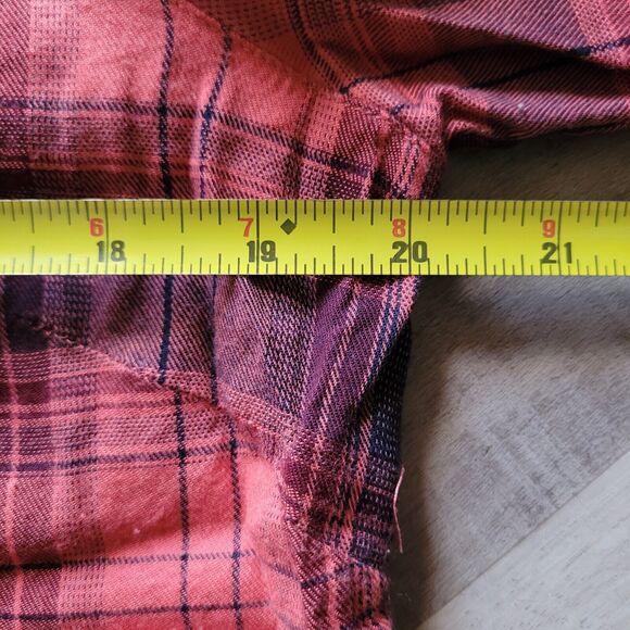 JOHN MARK Medium Plaid Embroidery Flannel Peplum Cottagecore Boho Floral Southwe - Picture 6 of 7